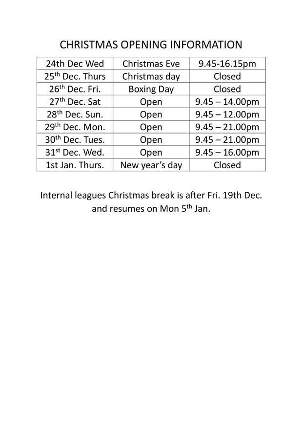 Christmas opening 2025